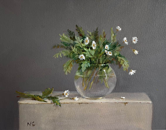 Nellie Crawford Daisies in Glass Vase